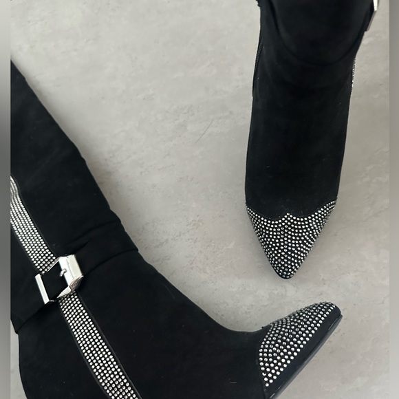 Black and Rhinestone thigh high boots - Picture 3 of 4